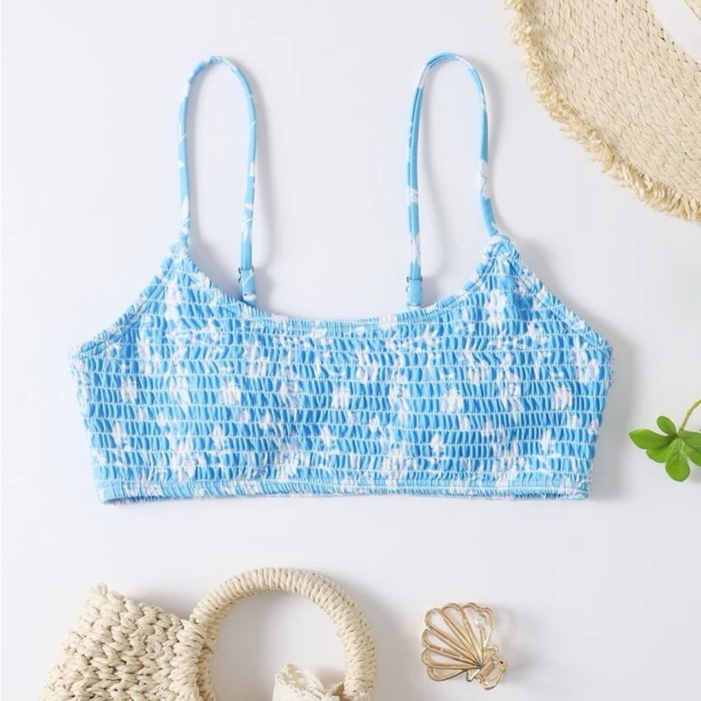 Blue ruched bikini Top size medium